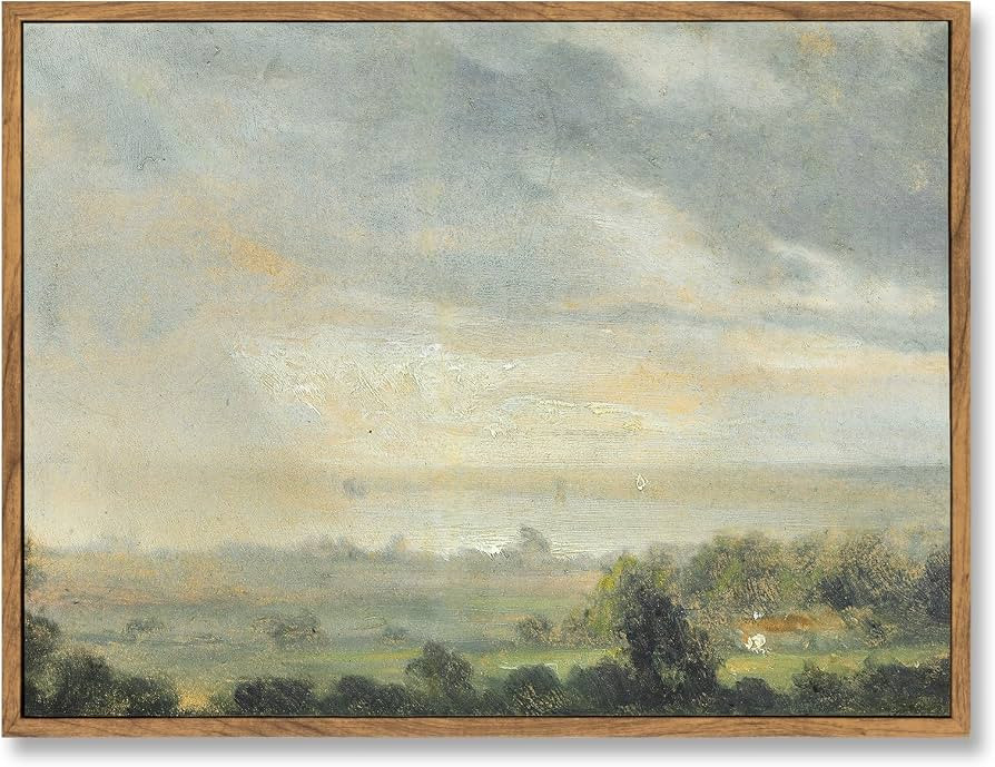 ElfLuna Wood Framed Canvas, Vintage Green Grassland Landscape Print | Amazon (US)