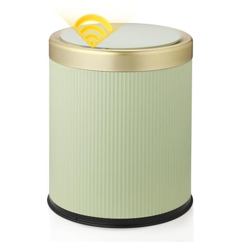 onlcuk Smart Touchless Bathroom Trash Can, 2.8 Gallon Automatic Motion Sensor Rubbish Can with Lid Electric Small Garbage Bin for Kitchen, Office, Toilet, Bedroom -Green | Amazon (US)
