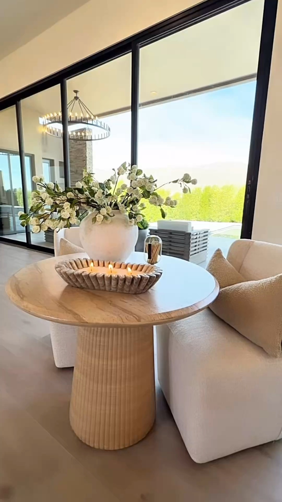 Pedestal table styling. I love this pedestal table, it’s perfect for an entryway, coffee area, or in a bedroom. 

Add a few spring florals, a candle, and some matches for a simple but elevated look. The designer inspired chairs and pillow really pull it all together. 

It doesn’t have to be complicated. Just cozy, intentional, and beautiful ✨

pedestal dining table decor
spring table styling
neutral home decor
linen dining chairs
coffee table candle styling
Summerthompsonstyles

#LTKHome