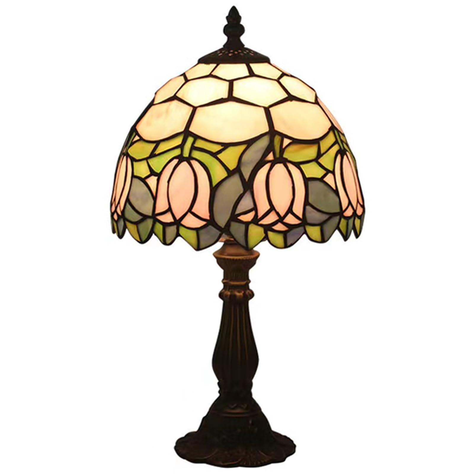 Tiffany Style Table Lamp, Pink Tulip Stained Glass Lamp, 8 Inch Small Antique Lamp, for Bedside N... | Amazon (US)