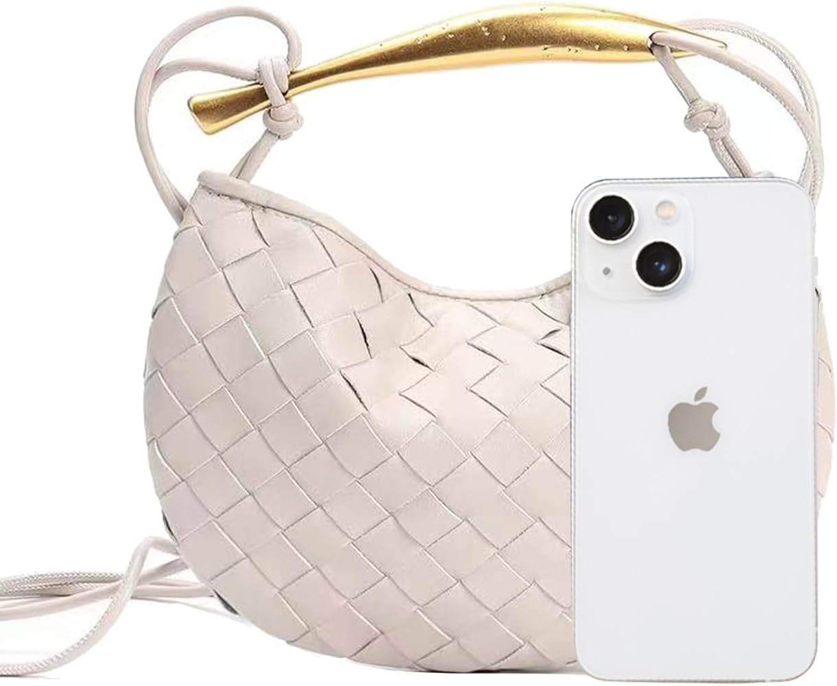 FEOFFS Woven Leather Hobe Dumpling Bag Dinner Handbag For Women Purse Hobo Bag Knotted Woven Clut... | Amazon (US)