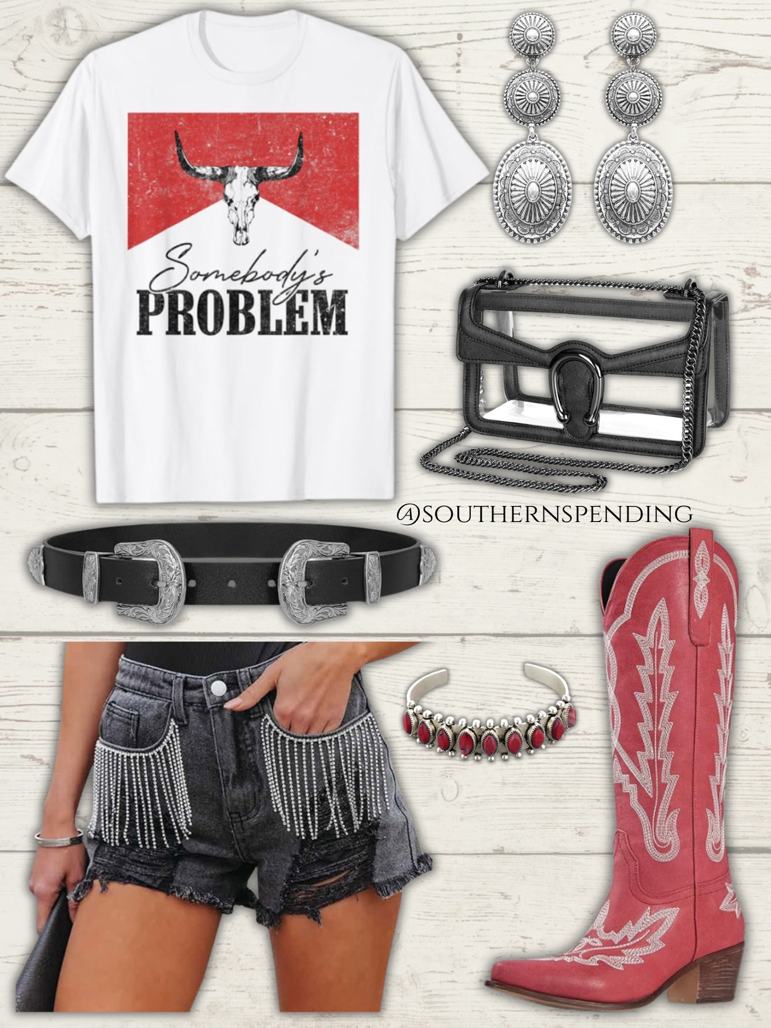 Country concert outfit Idea for Morgan Wallen Somebody’s Problem.

Western cowboy boots rhinestone belt buckle red boots

#LTKFestival #LTKFindsUnder50 #LTKStyleTip
