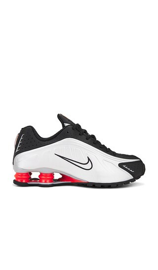 Shox R4 Sneakers in Black, Metallic Silver, & Max Orange | Revolve Clothing (Global)