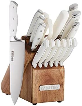 Sabatier Forged Triple Rivet Knife Block Set, 15-Piece, White | Amazon (US)
