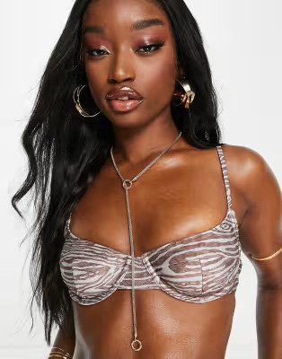 South Beach underwire bikin top in abstract zebra print | ASOS (Global)