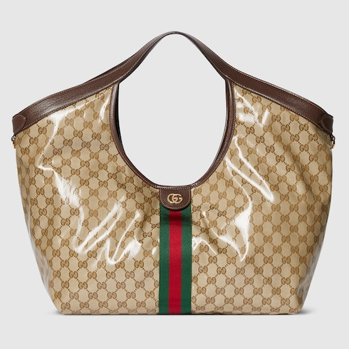 GUCCI Giglio Large Tote Bag, Beige, Fabric | Gucci (US)