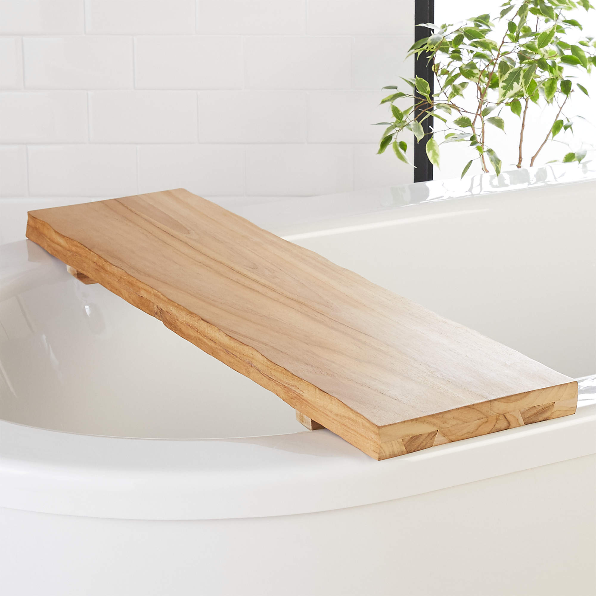 Live Edge Teak Wood Bath Caddy + Reviews | CB2 | CB2