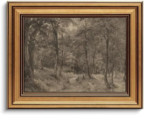 Charcoal Forest Path Vintage Gold Framed Wall Art 8x10 inch | Amazon (US)