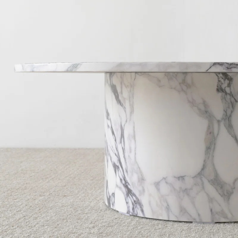 Asherville 40" Faux Marble Round Pedestal Coffee Table | Wayfair North America