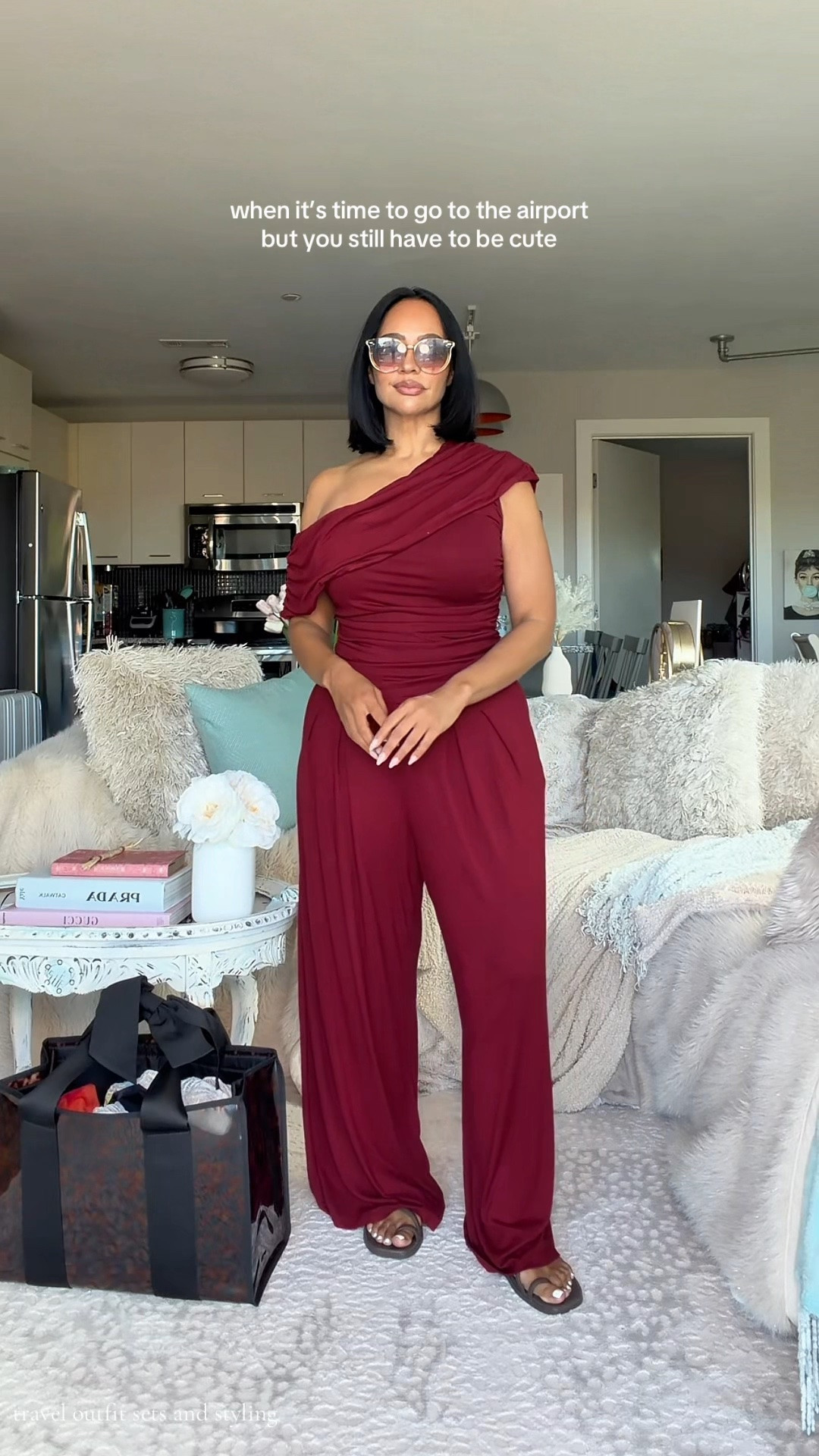 Chic and stylish airport travel outfit for women over 40 ✈️ One shoulder symmetrical ruched matching pants set with stretch that’s super comfy to wear on the plane. Fits true to size and comes in multiple colors @CIDER 

WHERE TO WEAR IT: Travel, errands, date, dinner, drinks, lunch 
STRETCH: Yes
TRUE TO SIZE: Yes
OVERALL FIT: Loose
PETITE FRIENDLY: Yes

Sizing ⬇️
5’3 
Bust: 32DD
Waist: 27”
Hips: 42”
Wearing Size M

Make sure you download the ✨FREE✨ LTK app and follow me @heyrissyrozay for all my style and beauty finds 🫶🏽

over 40 outfit ideas
petite curvy outfits

#LTKTravel #LTKOver40 #LTKPetite