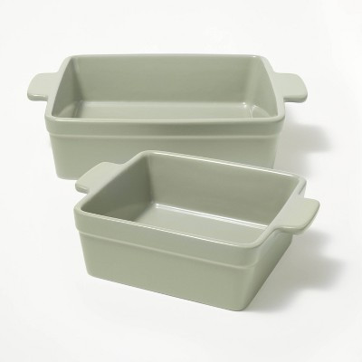 2pc Stoneware Square Baking Dish Set Sage Green - Figmint™: Figmint Kitchen Bakeware, Microwave & Oven Safe | Target
