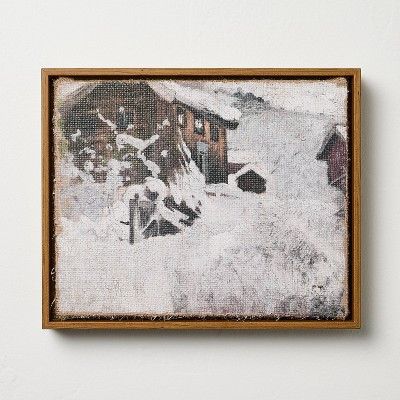 9"x11" Snowy Cottage Burlap Wall Art - Hearth & Hand™ with Magnolia | Target
