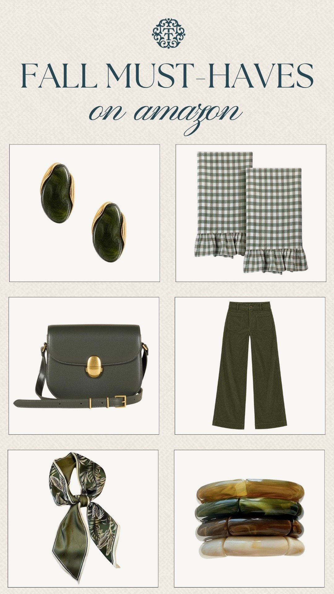 We’re loving these Amazon fall must-haves, from olive green accessories and wide-leg pants to a printed scarf and everyday hair clips. These are the little fall finds we’re adding to our wardrobes for the season.