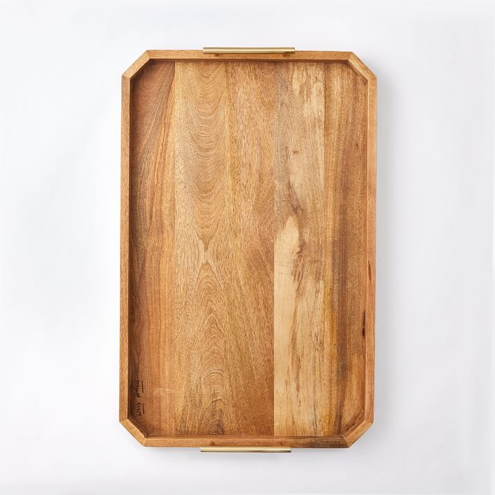 Deco Wood & Brass Handle Tray | West Elm (US)
