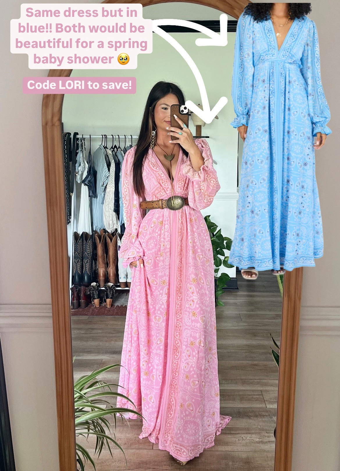 Baby shower or gender reveal party dress! Middle is stretchy so definitely could fit a baby bump underneath! Dress is long on me, I have to wear platform heels. 
Code LORI to save 

#LTKSaleAlert #LTKBump #LTKStyleTip