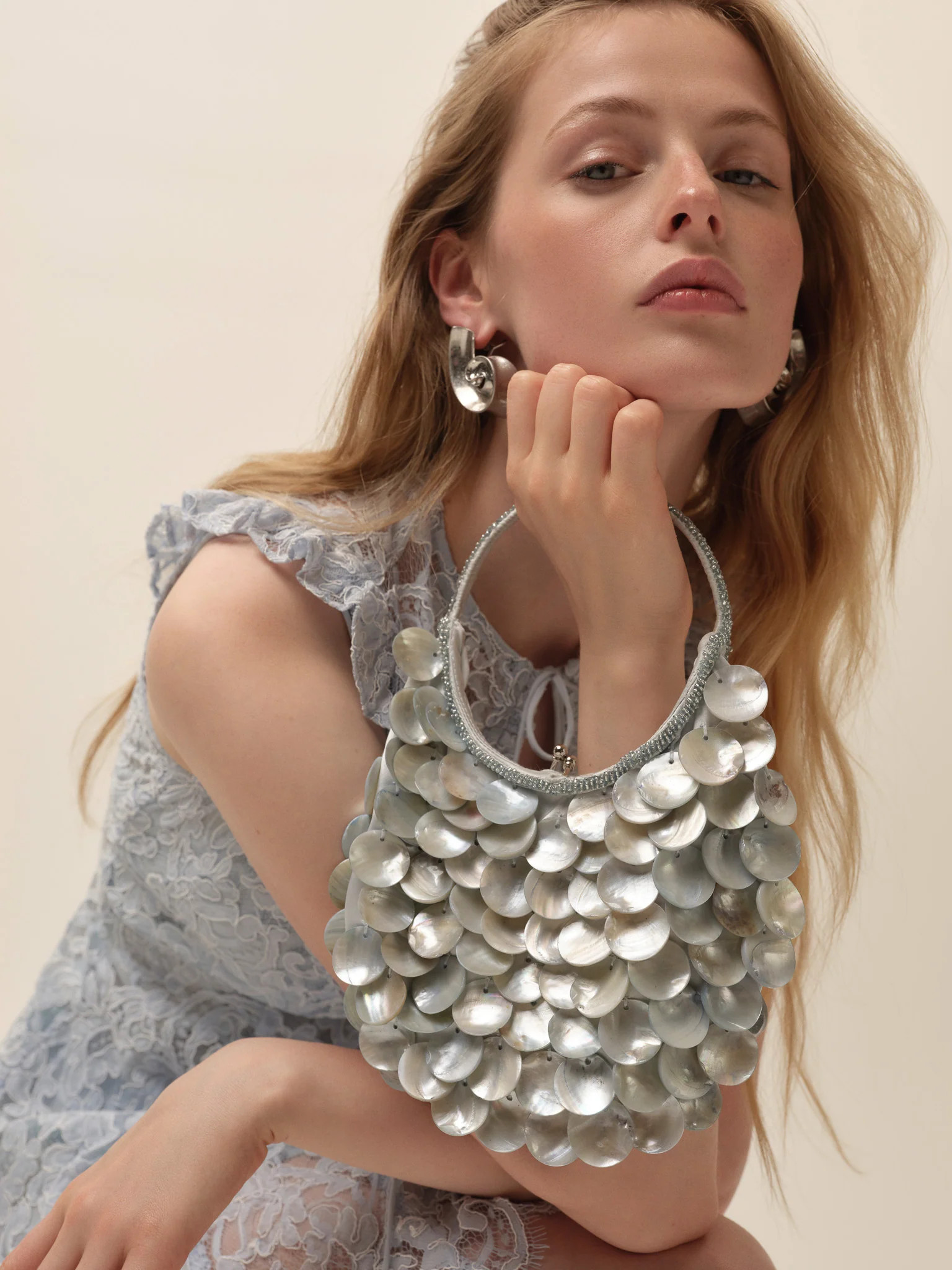Shell Pailette Purse — Blue | For Love & Lemons