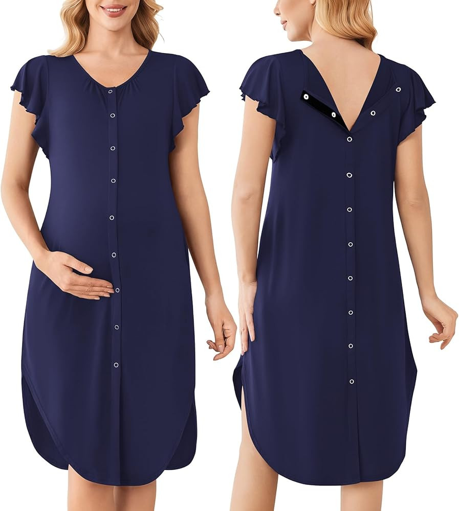 Ekouaer Labor and Delivery Gown 3 in 1 Nursing/Hospital/Breastfeeding/Maternity Flying Short Slee... | Amazon (US)