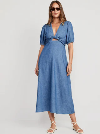 Fit & Flare Twist-Front Maxi Dress for Women | Old Navy (CA)