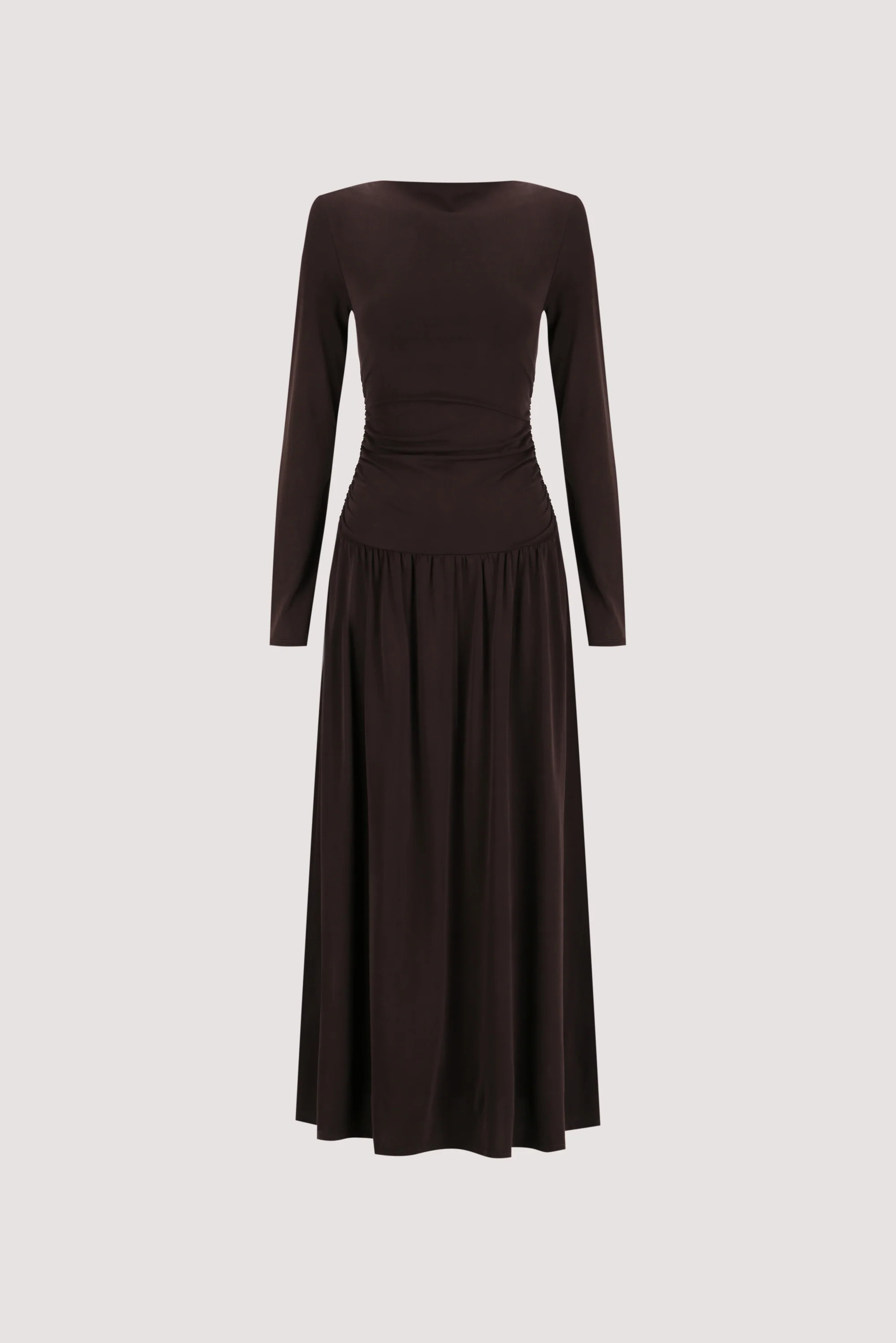 MEG BURNT CHOC SLEEVED MIDI DRESS | DISSH