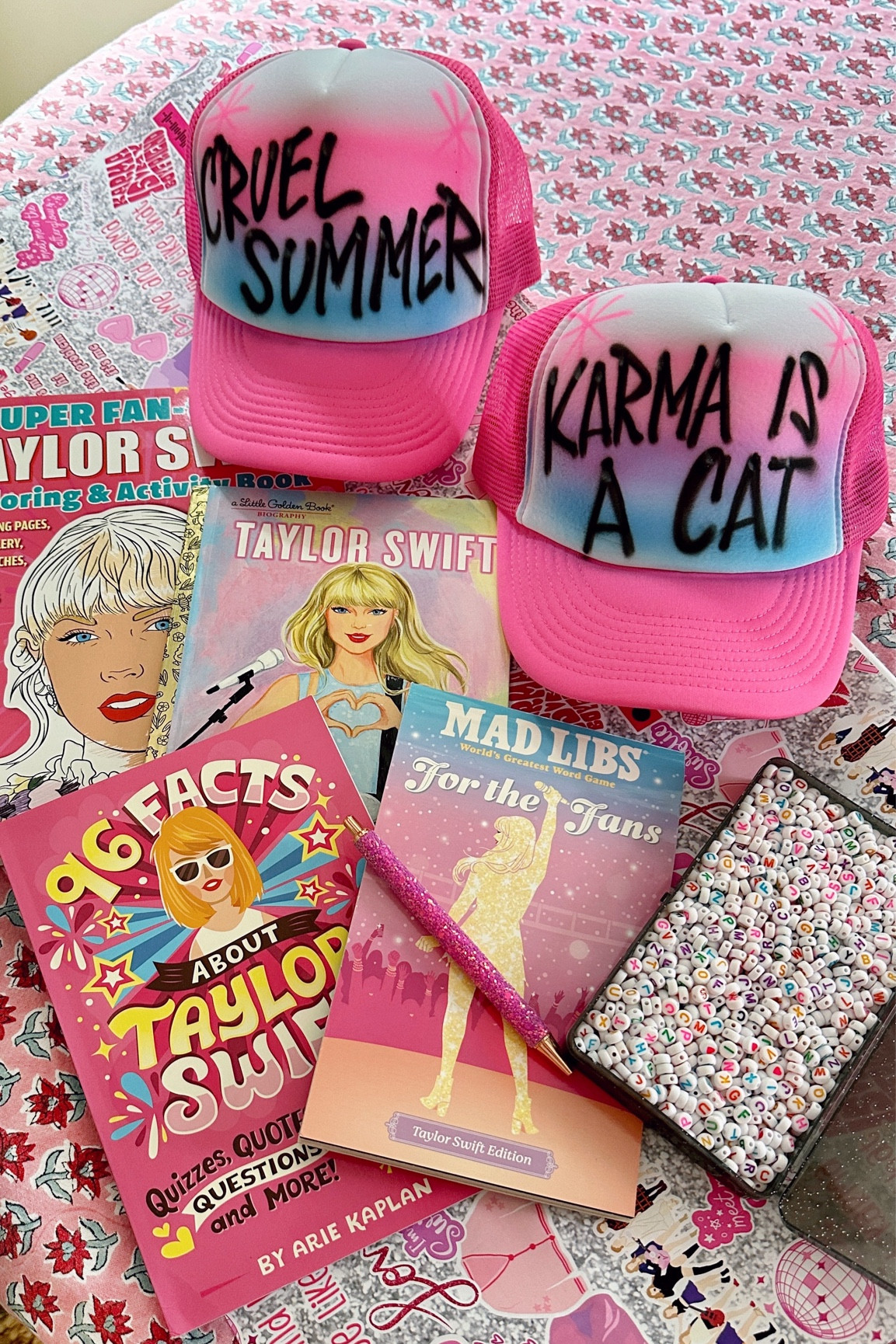 I have become quite the expert at finding the *perfect* Taylor Swift themed birthday gift over the last year, from Swiftie Mad Libs to Taylor coloring books, and these custom lyric hats that are the hottest accessory this summer. Rounded up all our go-to-gifts on @shop.ltk !!

And ps: my gal @mackidsouthshorebos posted a comprehensive list of all the best Taylor Swift activities on the South Shore tonight, go check it out if you have a little Swiftie in your crew! #taylorswift #taylornation #taylorswiftgifts 

#LTKKids #LTKFamily #LTKParties