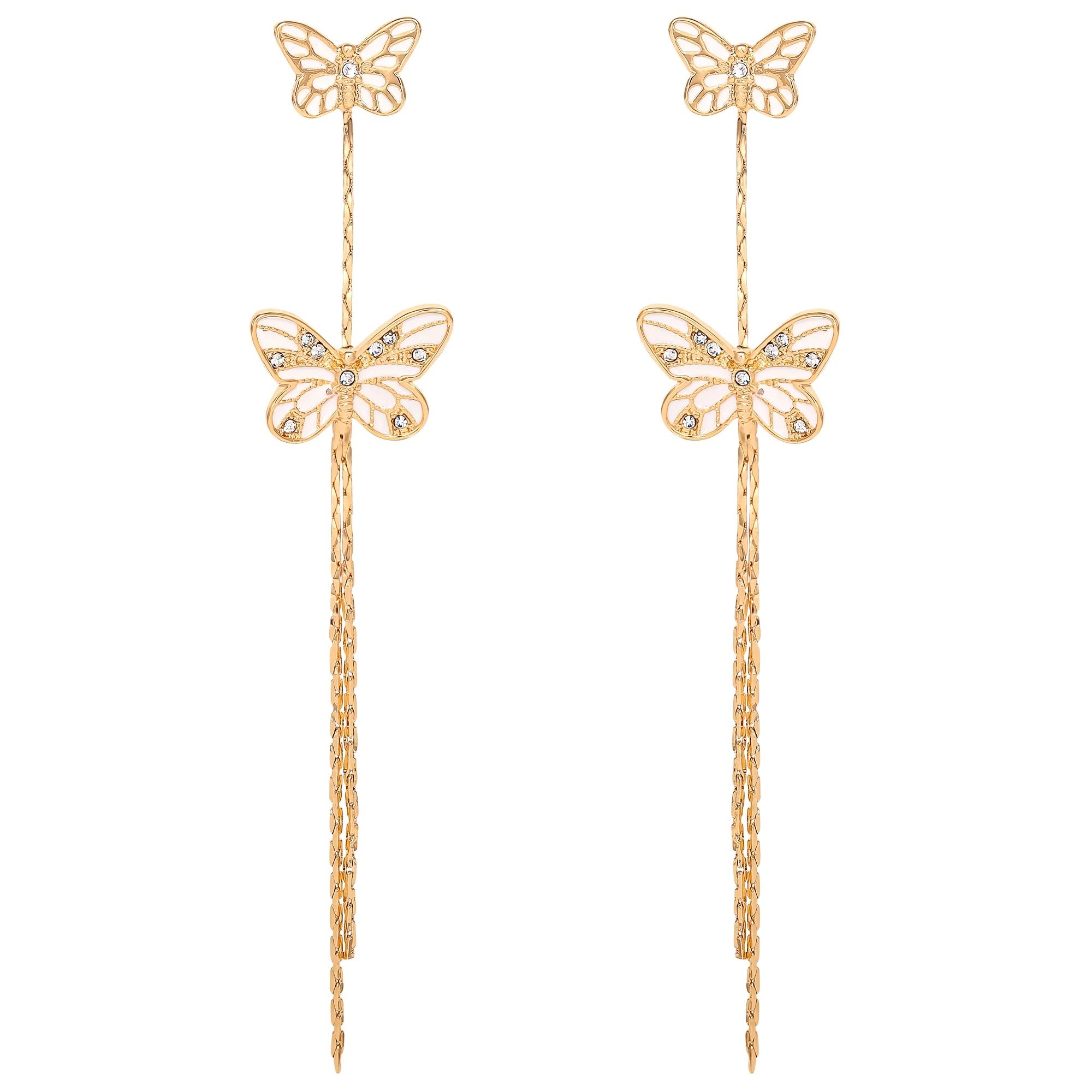 Jessica Simpson Fashion Butterfly Gold Tone Metal Drop Earring | Walmart (US)
