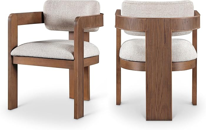 Meridian Furniture 11093Beige-C Sacha Collection Art Deco Dining Chair, Rich Beige Linen Textured... | Amazon (US)