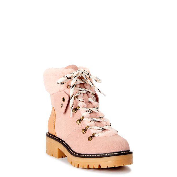 Time and Tru Women's Cozy Hiker Boots, Wide Width Available - Walmart.com | Walmart (US)