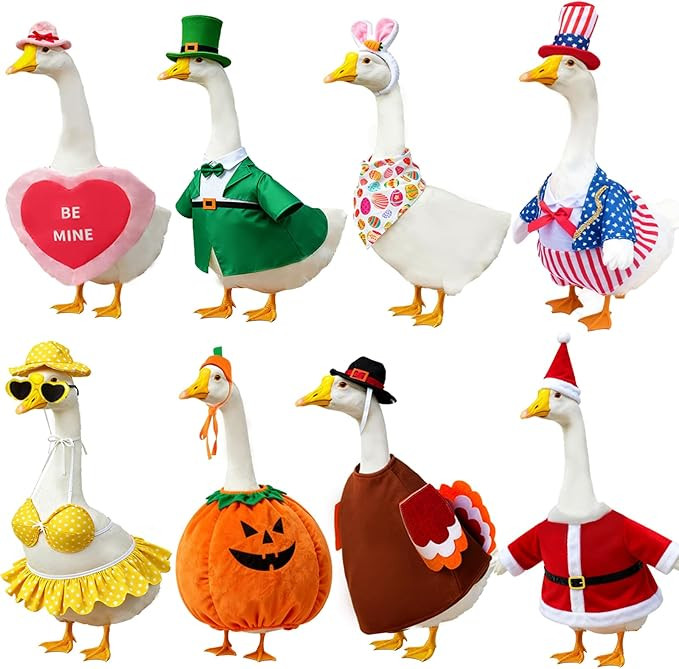 8 Set Holiday Porch Goose Outfits All Seasons Bundle for Valentine St. Patrick Easter Summer 4th ... | Amazon (US)