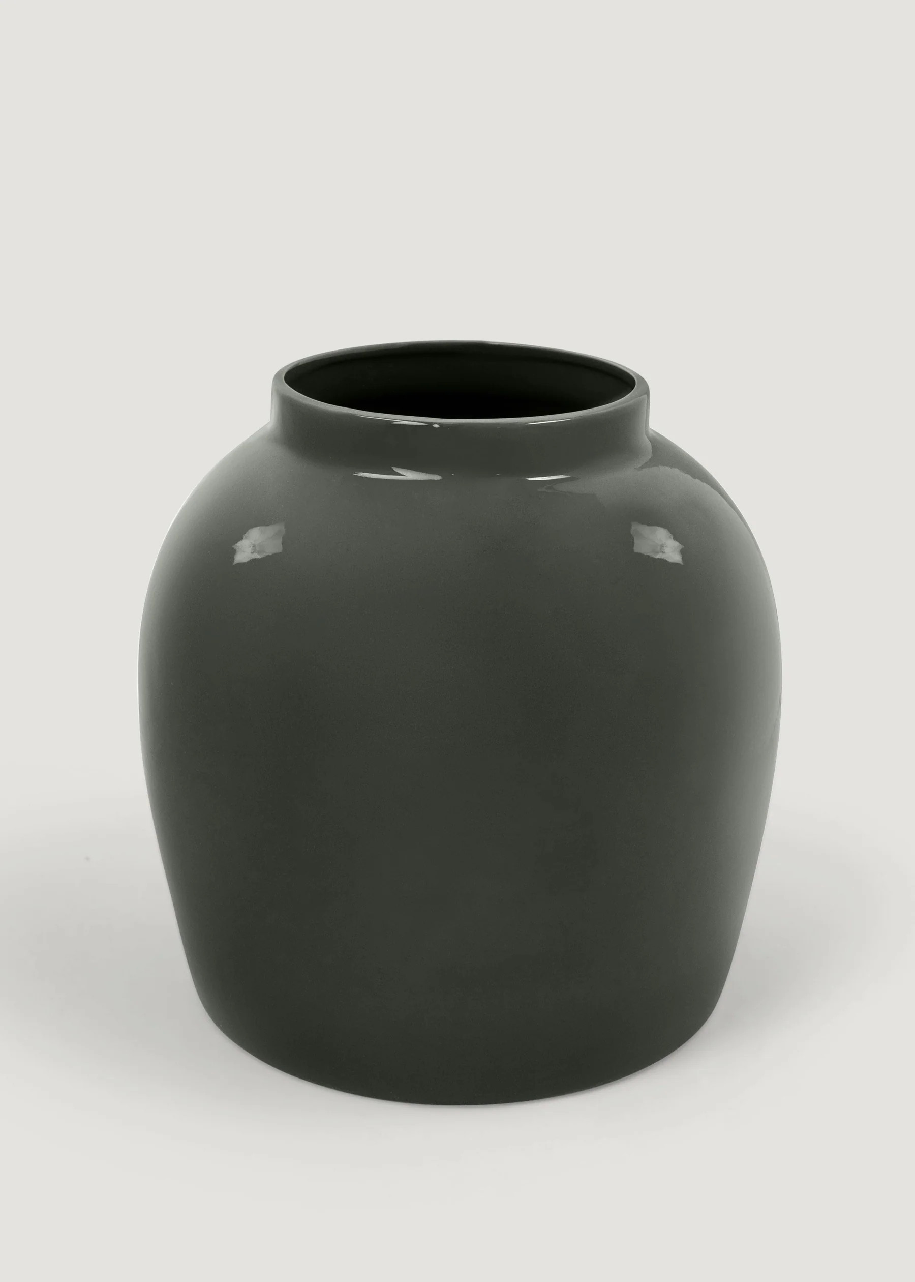 Ceramic Jar Vase in Glossy Smoked Taupe - 11" | Afloral | Afloral