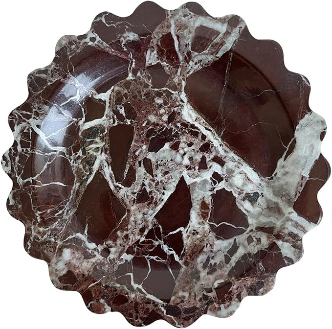 Marble Scalloped Tray Round Wave Tray Small Serving Platter for Counter, Bathroom, Kitchen, Night... | Amazon (US)
