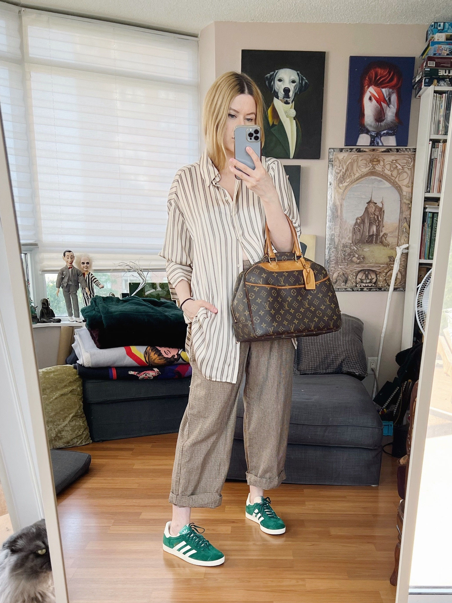 Completely non heatwave appropriate 🤷‍♀️
Trousers and handbag are vintage.
•
.  #summerlook  #torontostylist #StyleOver40  #retroadidas #vintagelouisvuitton #poshmarkFind #thriftFind #thriftstyle #secondhandFind #fashionstylist #FashionOver40  #MumStyle #genX #genXStyle #shopSecondhand #genXInfluencer #WhoWhatWearing #genXblogger #secondhandDesigner #Over40Style #40PlusStyle #Stylish40s #styleTip  #HighStreetFashion 


#LTKSeasonal #LTKshoecrush #LTKitbag