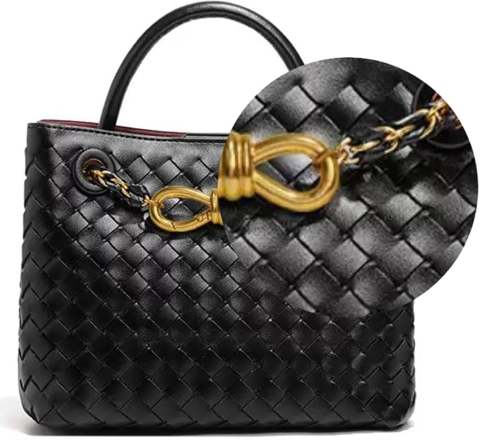 Genuine Leather Women's Top-handle Handbags Fashion Ladies Handbags Shoulder Bag Purse Woven Tote... | Amazon (US)