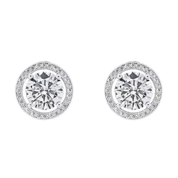 Cate & Chloe Ariel 18k Rose Gold Halo CZ Stud Earrings, Rose Gold Simulated Diamond Earrings, Rou... | Walmart (US)