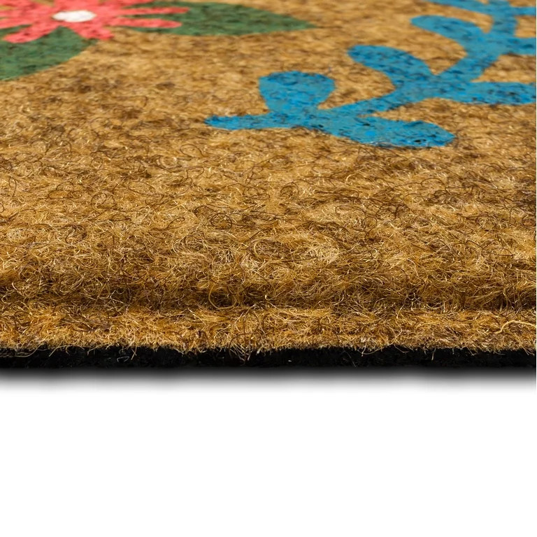 Howdy Floral All Weather Moisture Absorbent Low Pile Slice Doormat, Tan, 18" x 30" | Walmart (US)