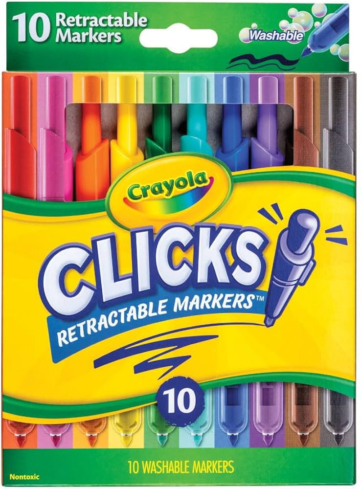 Crayola Clicks Retractable Tip Markers (10ct), Washable Art Marker Set, Coloring Markers for Kids... | Amazon (US)