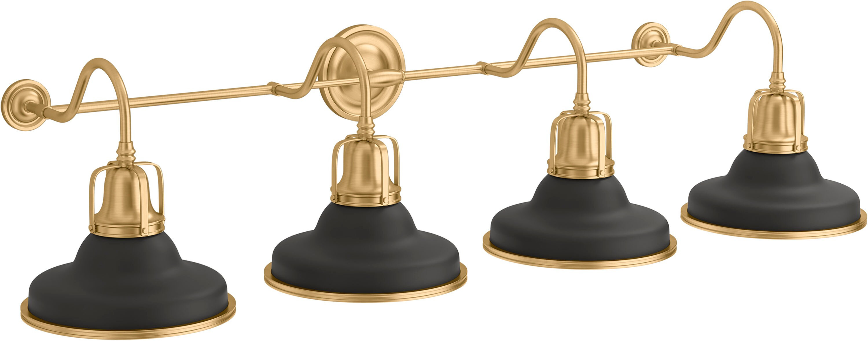 Hauksbee 47.13-in W 4-Light Black, Brass Trim Wall Sconce | Lowe's