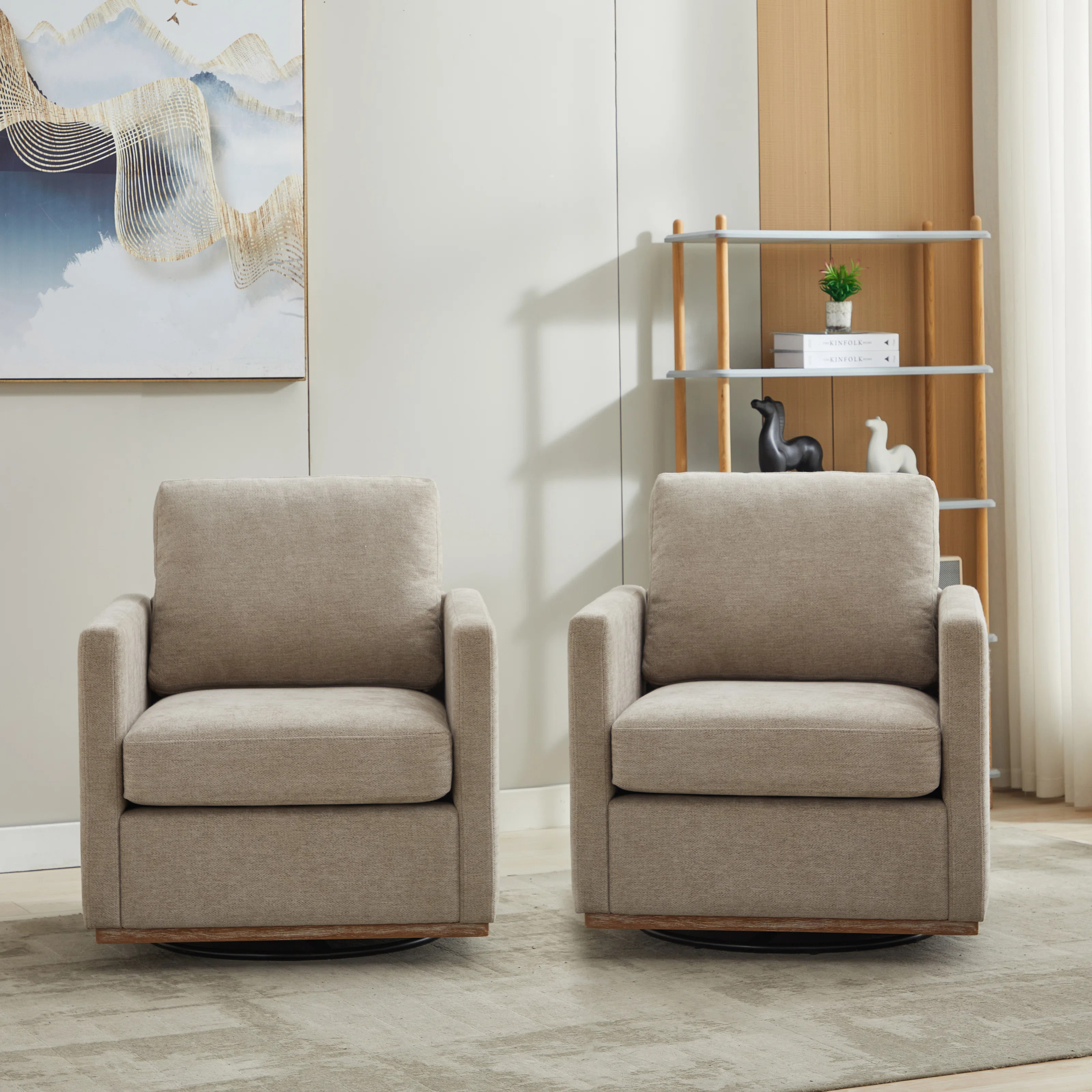 Wide Upholstered Swivel Armchair(set Of 2) | Wayfair North America