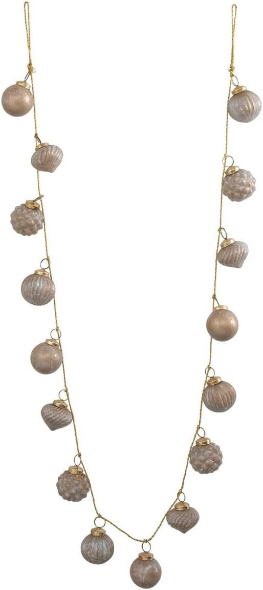 Embossed Mercury Glass Ball Ornament Garland, Marbled Taupe | Amazon (US)