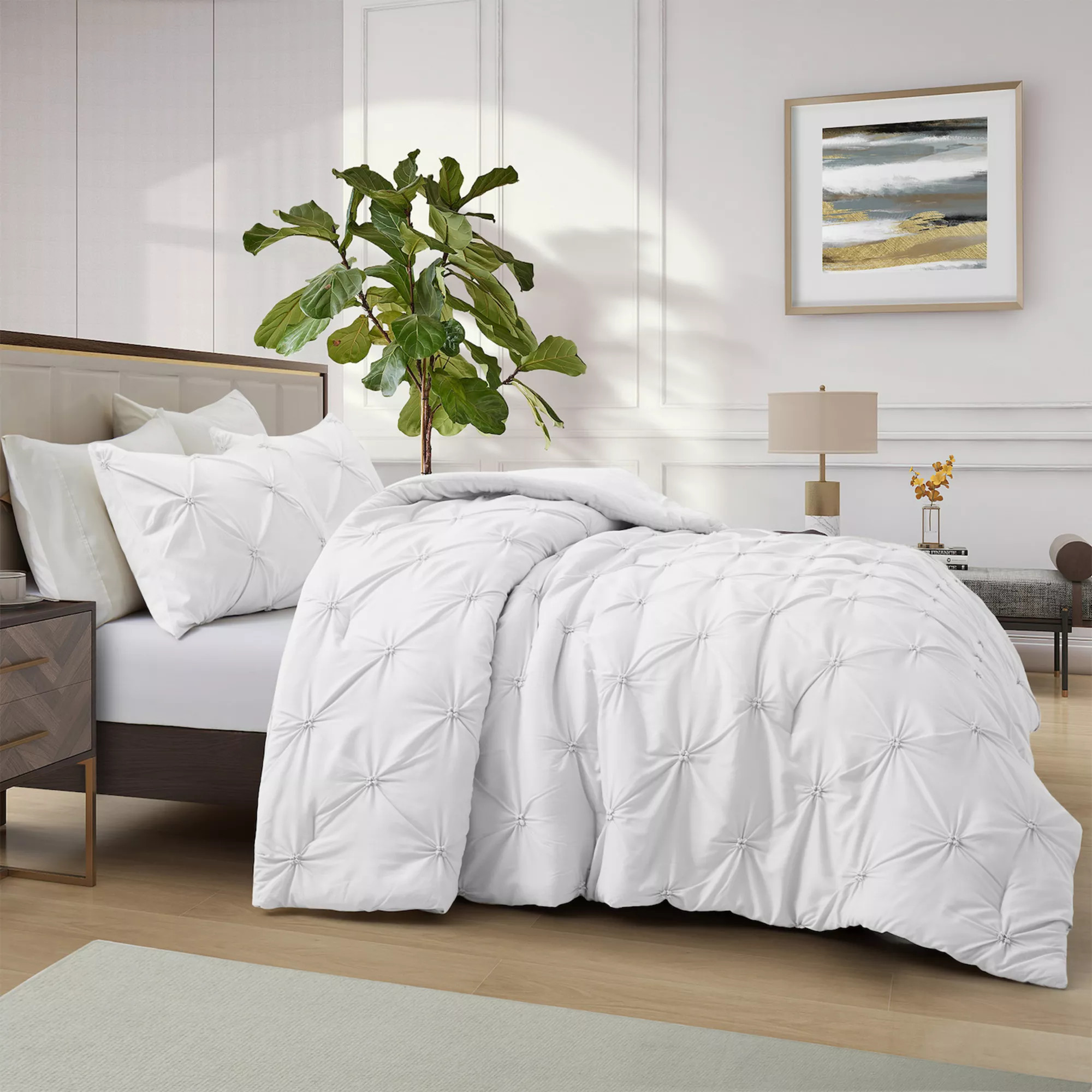 Unikome Soft Pinch Pleat Bedding Comforter Set, All Season Down Alternative Bed Set | Kohl's