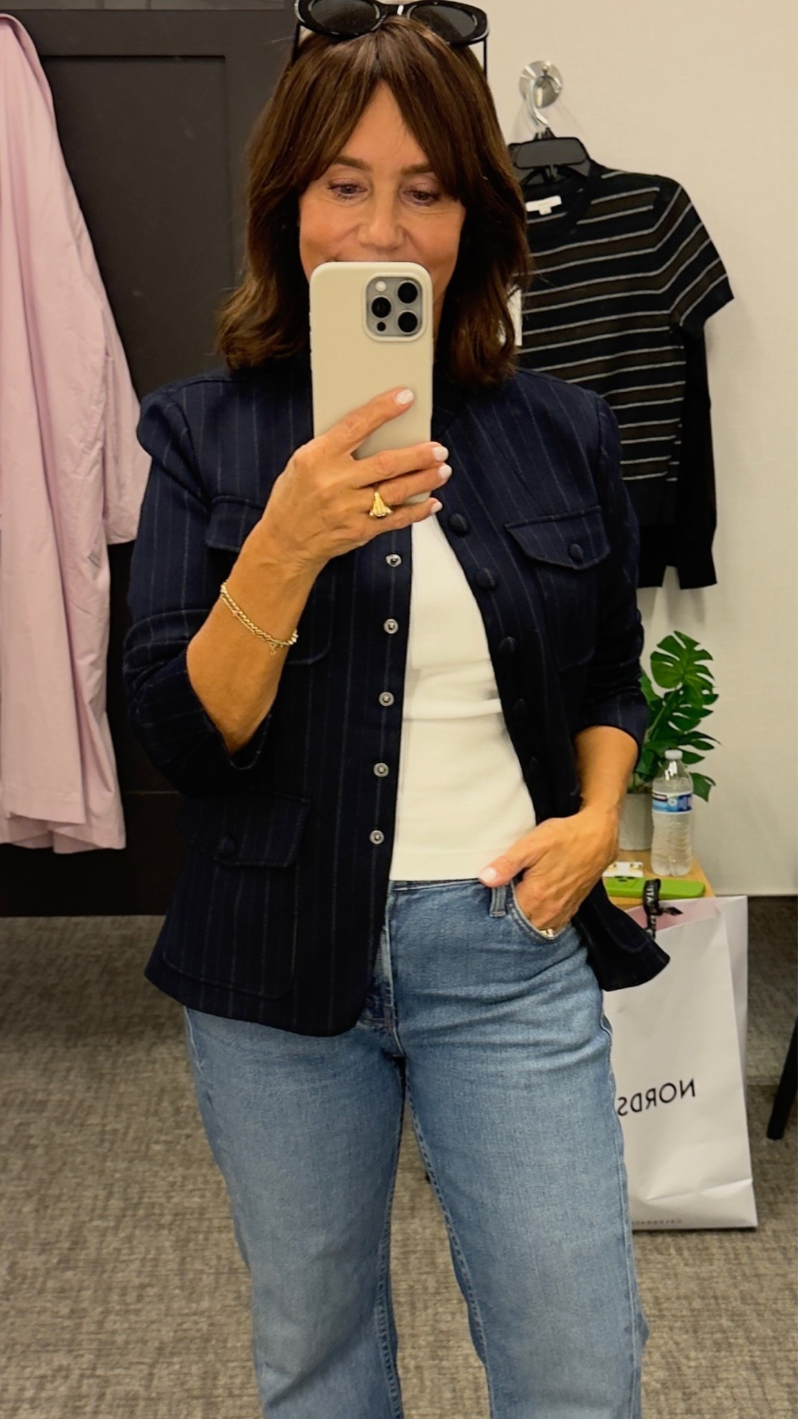 I love Rag & Bone blazers, and this one is so good. It’s navy with a subtle pinstripe and snap buttons. So comfy and flattering! Fit runs true to size. Grab it now while it’s on sale!!

#LTKSaleAlert