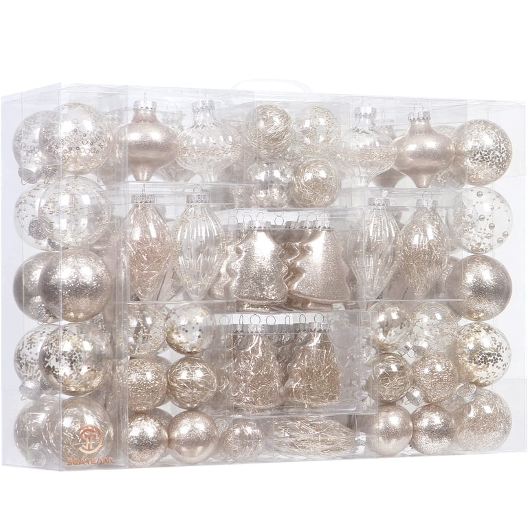 Sea Team 120-Pack Assorted Clear Christmas Ornaments, Transparent Christmas Ball Ornaments, Shatt... | Walmart (US)