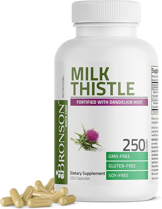 Bronson Milk Thistle Silymarin Marianum & Dandelion Root Liver Health Support, Antioxidant Suppor... | Amazon (US)
