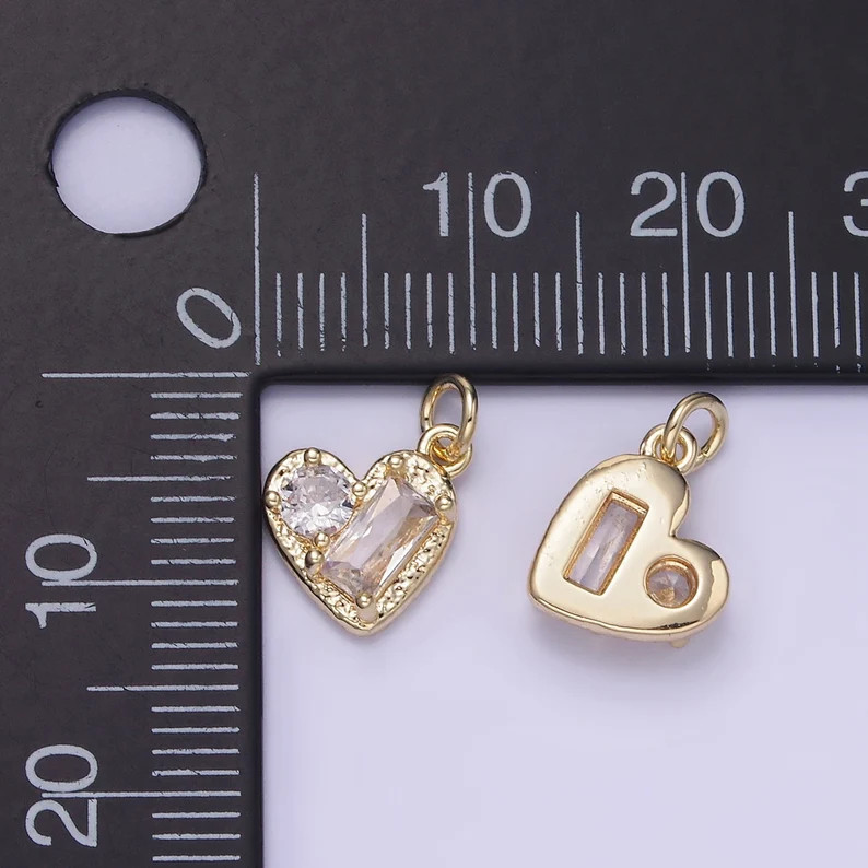 Tiny Heart Charms Cubic Zirconia Hollow Dainty Love Pendant Wholesale BULK DIY Jewelry Findings W... | Etsy (US)