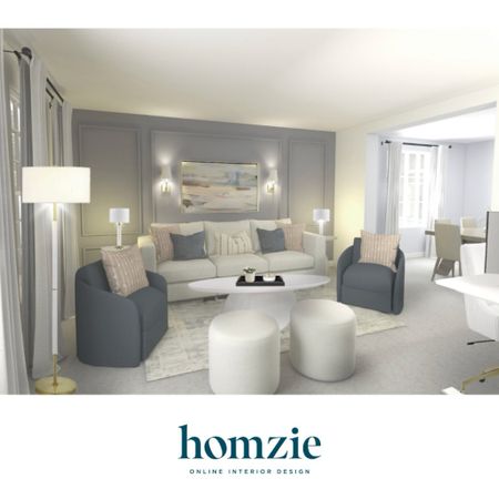 We loved designing this modern glam pastel living room for our virtual interior design client. This space features grey velvet swivel chairs, a white sofa with reversible cushions, a round acacia wood coffee table, and pastel artwork and pillows. 

Work 1:1 with a Homzie virtual interior designer for a low flat-rate and receive a custom, shoppable decorating plan! - all online.  Get started homziedesigns.com/work-with-us 
 

#LTKHome #LTKFindsUnder100 #LTKSaleAlert
