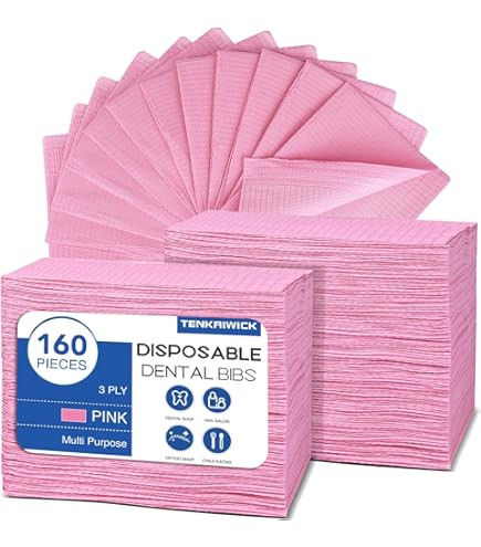 MAQIHAN 75pcs Dental Bibs Disposable - Pink Disposable Dentist Bibs for Nail, Tattoo, Lash, Paper... | Amazon (US)