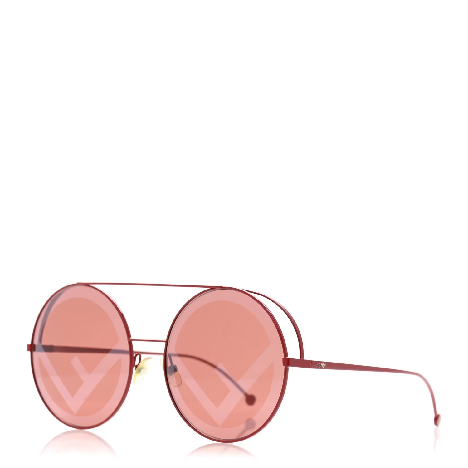Fendi Metal F is Fendi Printed Run Away Round Frame Sunglasses FF 0285/S Red 1724889 | FASHIONPHILE (US)
