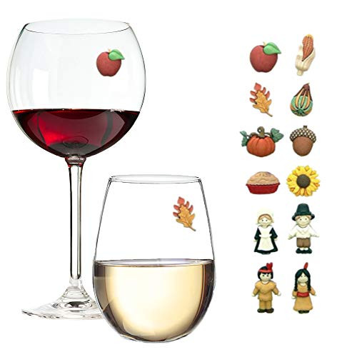 Simply Charmed Thanksgiving Magnetic Wine Glass Charms Set of 12 Perfect Drink Markers for Stemless Glasses, Champagne Flutes & More - Great Hostess Gift | Amazon (US)