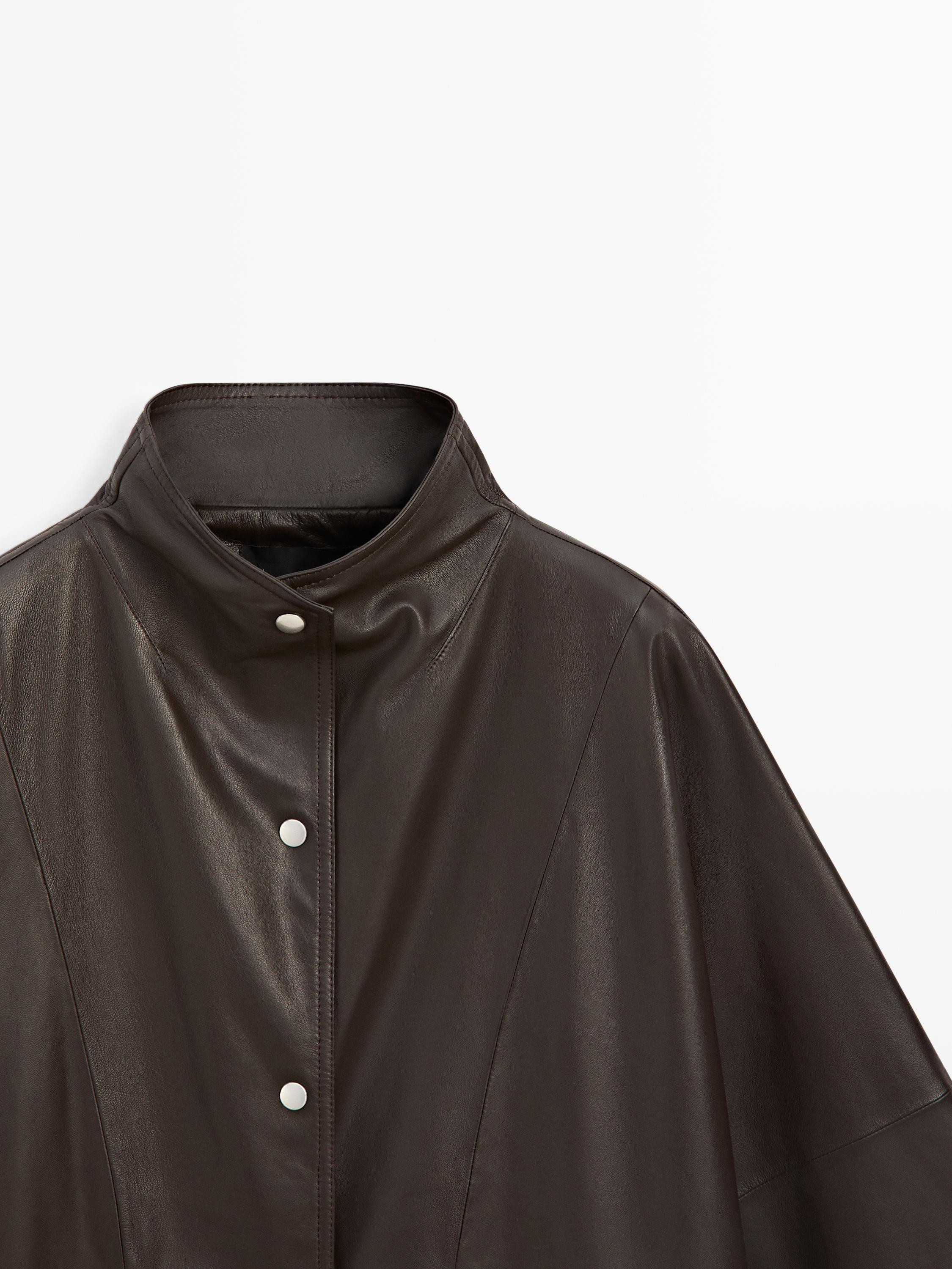 Nappa leather cape with pockets | Massimo Dutti US