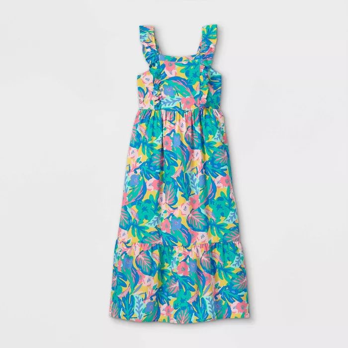 Girls' Floral Maxi Flutter Sleeve Dress - Cat & Jack™ | Target