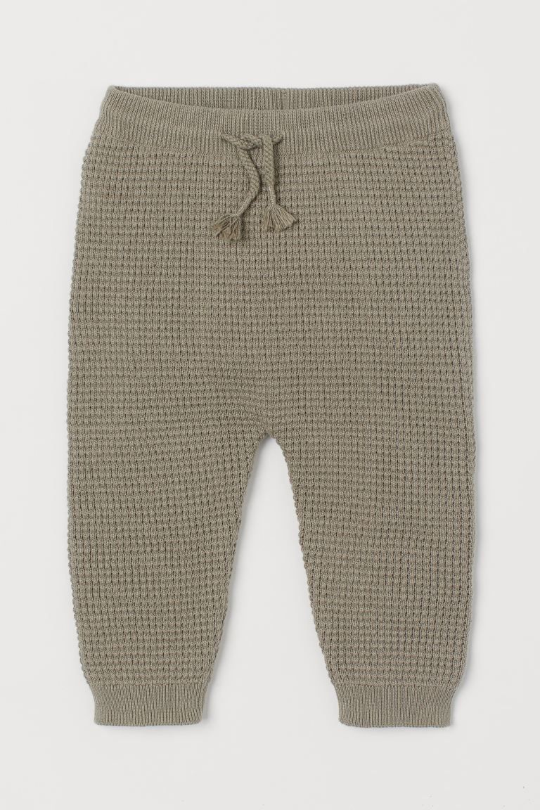 BABY EXCLUSIVE. Pants in soft, textured-knit fabric made from organic cotton. Elasticized waistba... | H&M (US + CA)